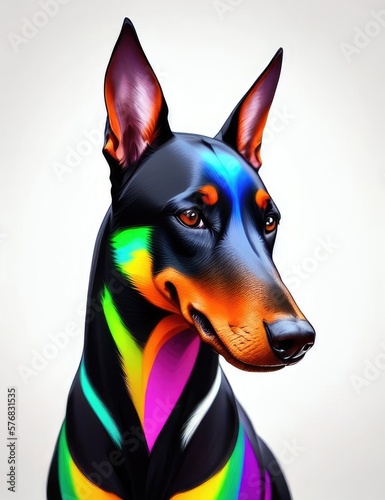 Colorful rainbow realistic doberman dog © Tymofii