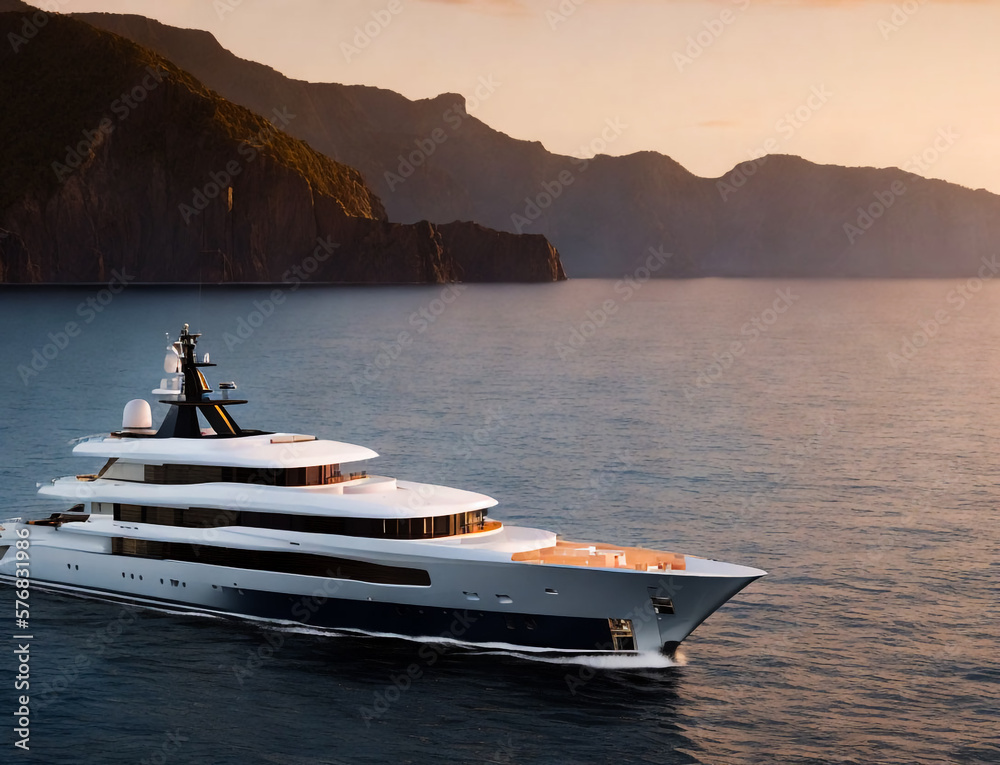 Luxury yacht sailing on the sea. Generative AI
 - obrazy, fototapety, plakaty 