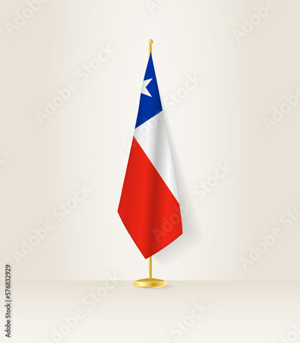 Chile flag on a flag stand.