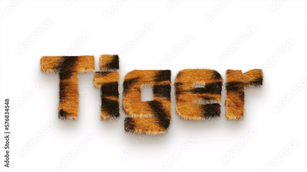 TIGER FUR TEXT WIND ANIMATION 4K