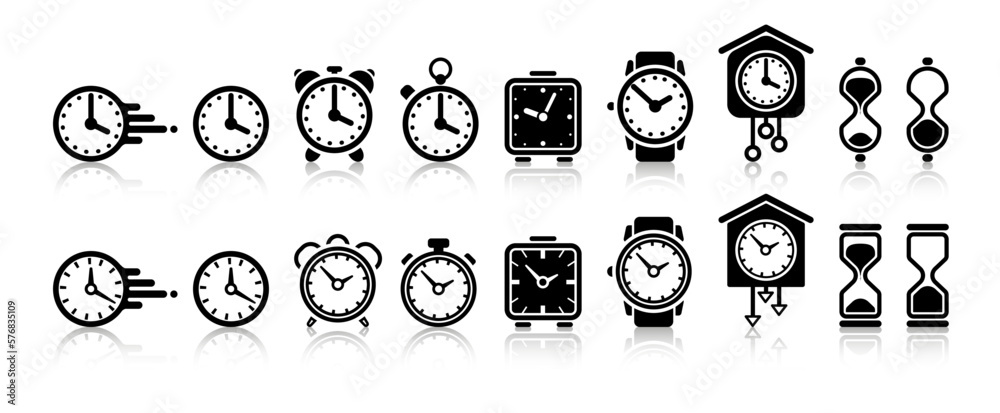 Clock icon. Time icons set. Vector Clock icon. Time icons set. Vector