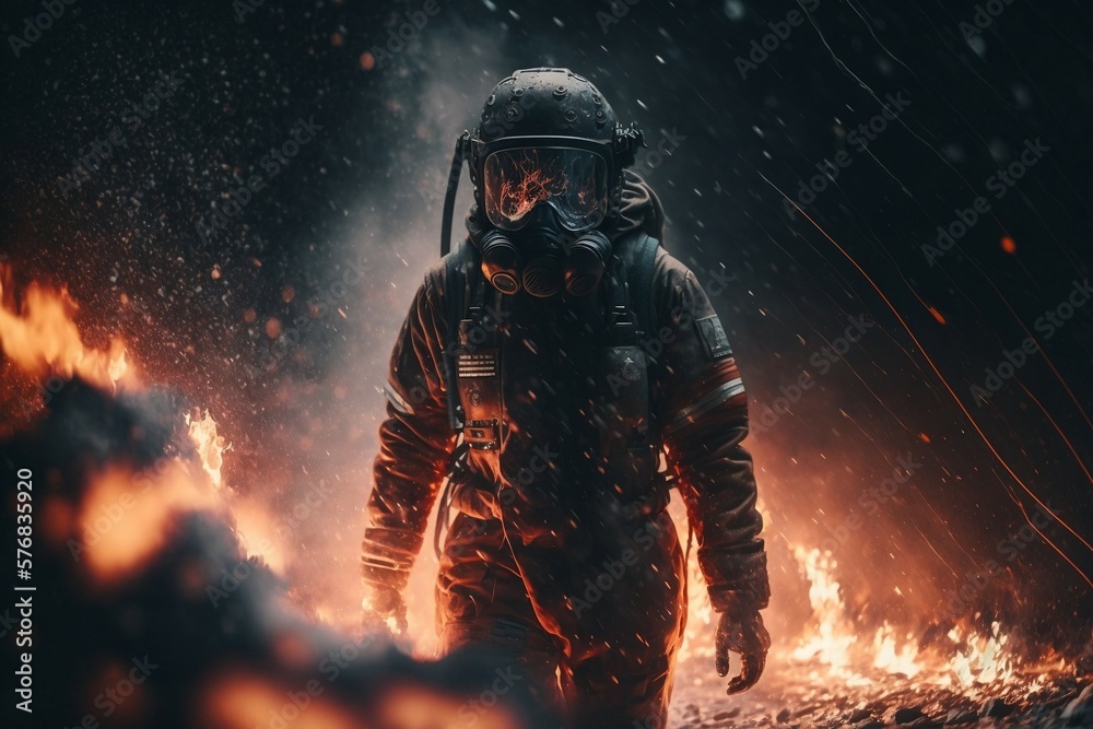 firefighter in action. Ai generative firefighter in action. Ai generative