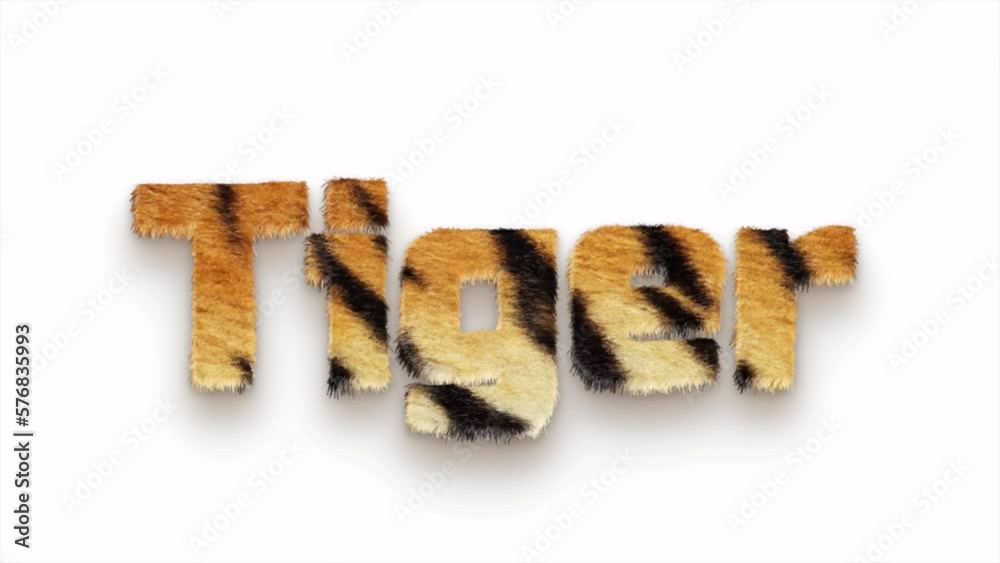 TIGER FUR TEXT WIND ANIMATION 4K