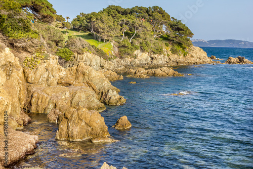 Beach in the Pointe du Bouvet, Hyeres, South of France photo