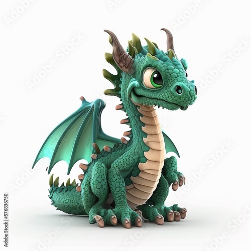 green dragon isolated on white