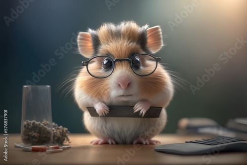 Generative AI illustration of hamster as office worker