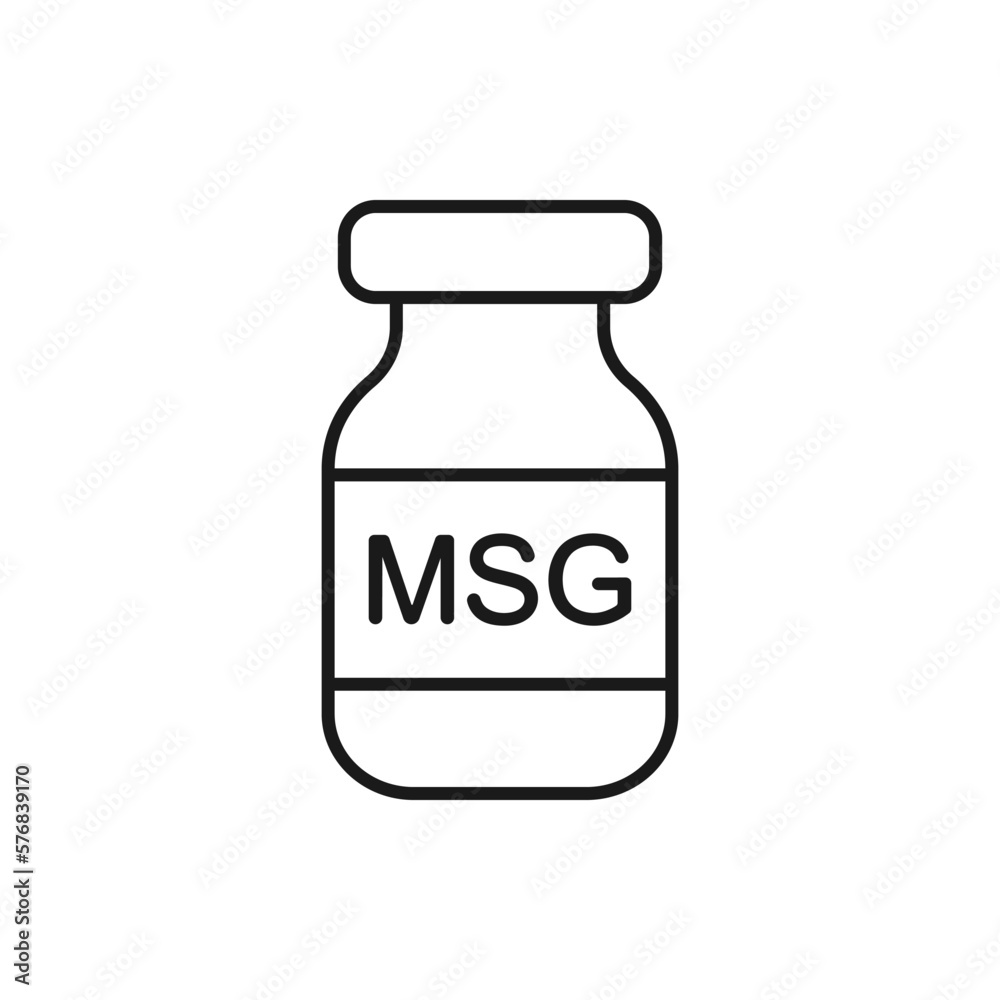 MSG powder in a bottle. Seasoning icon line style isolated on white background. Vector illustration MSG powder in a bottle. Seasoning icon line style isolated on white background. Vector illustration