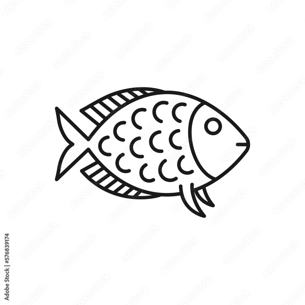 Fish icon line style isolated on white background. Vector illustration Fish icon line style isolated on white background. Vector illustration