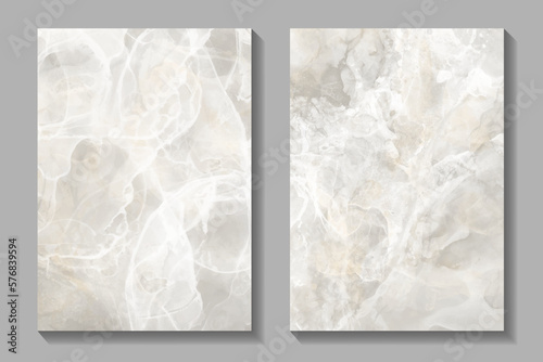 Marble set vector texture background for cover design, poster, cover, banner, flyer, cards and design interior. Tile. Wall. Beige and grey stone texture. Hand-drawn luxury marbled template.	
