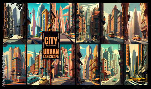 Vector illustration with urban landscape