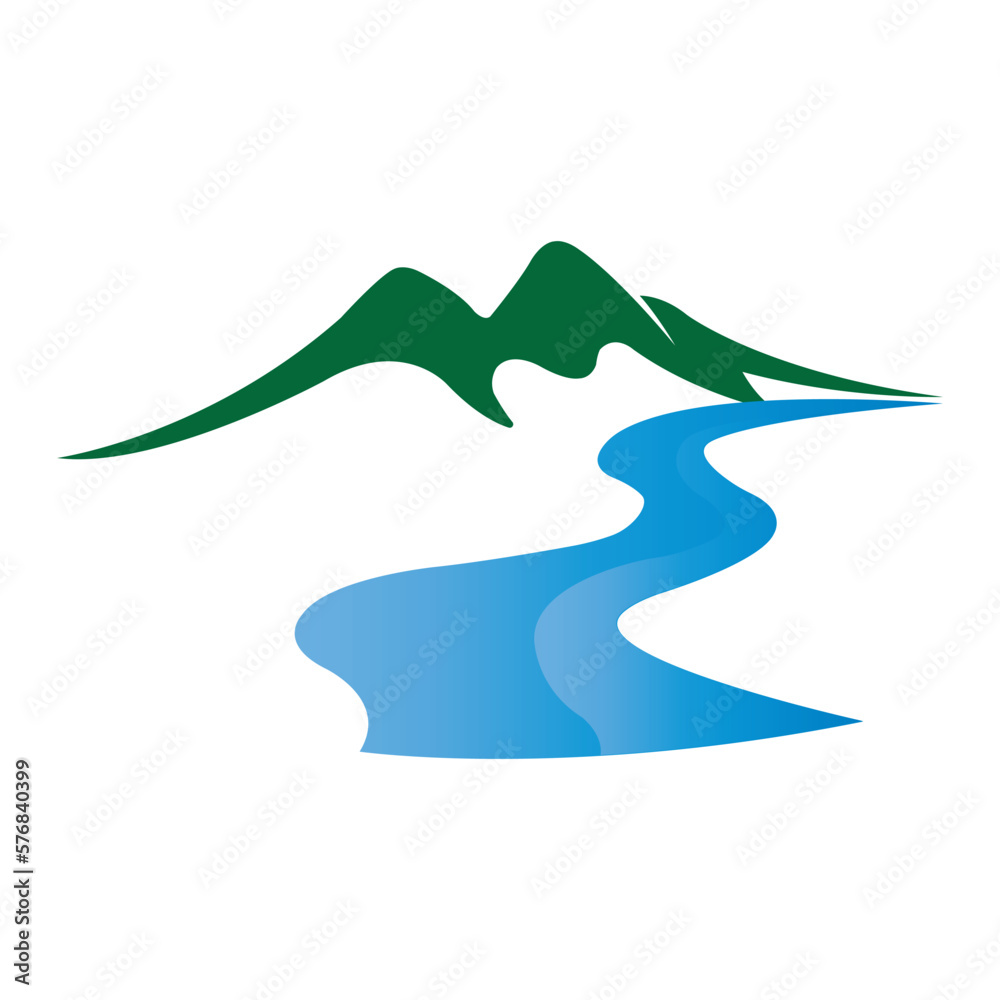 river icon logo vector design template - obrazy, fototapety, plakaty 
