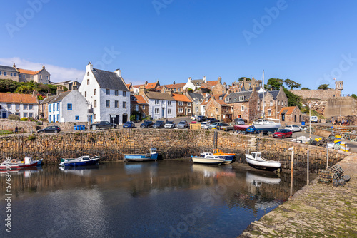 The historic fishing village of Crail, with its picturesque harbour and colourful fishing boats, on the east coast of Fife, Scotland.