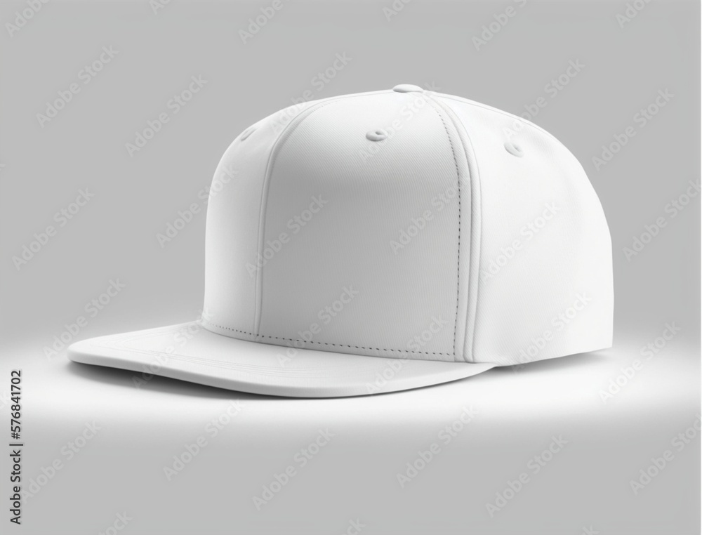empty white snapback hat mockup isolated on a white blank background for design, flat baseball cap mock up, generative Ai empty white snapback hat mockup isolated on a white blank background for design, flat baseball cap mock up, generative Ai