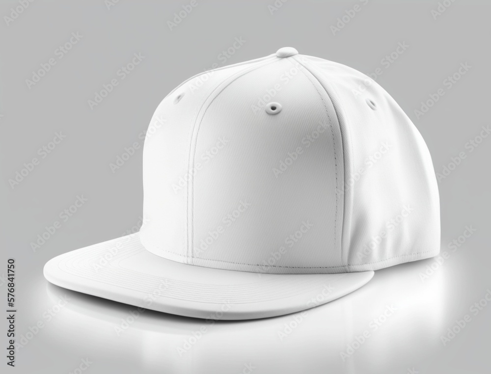 empty white snapback hat mockup isolated on a white blank background for design, flat baseball cap mock up, generative Ai empty white snapback hat mockup isolated on a white blank background for design, flat baseball cap mock up, generative Ai