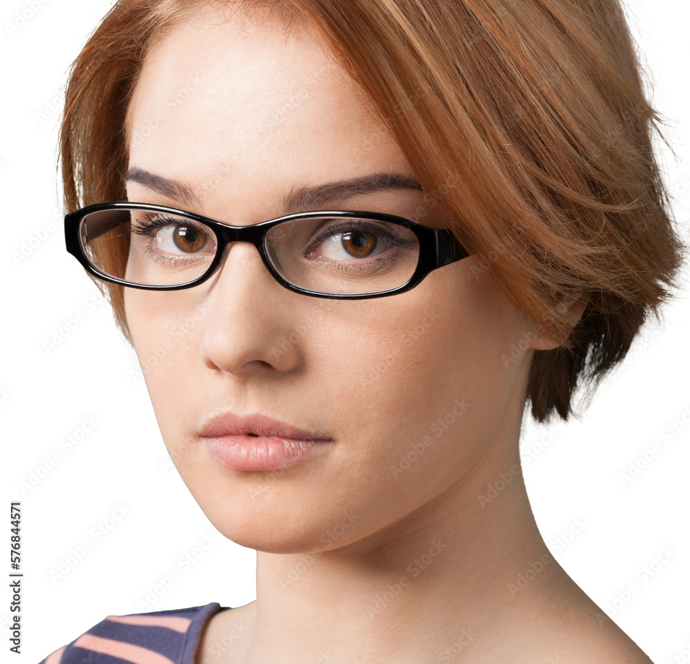 Pretty young woman in glasses isolated on white background Pretty young woman in glasses isolated on white background