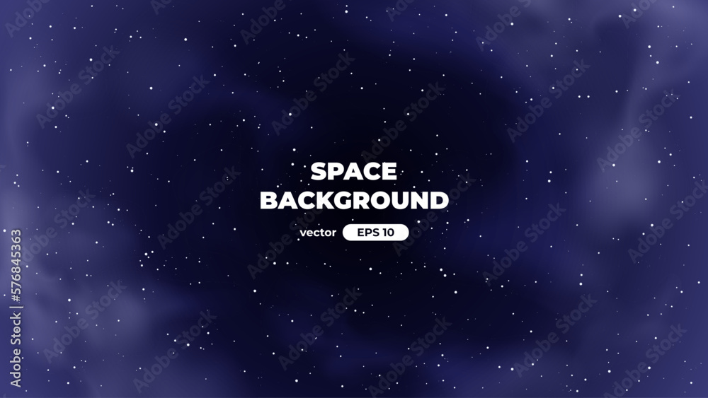 Space background with bright shining stars. Star universe. Beautiful nebula. Starry night sky. Deep cosmos. Black outer space. Milky way galaxy. Science fiction. Vector illustration eps10.