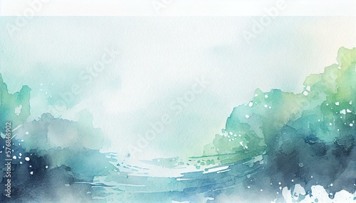 A peaceful and calming watercolor background with shades of blue and green creating a sense of tranquility and relaxation. generative AI