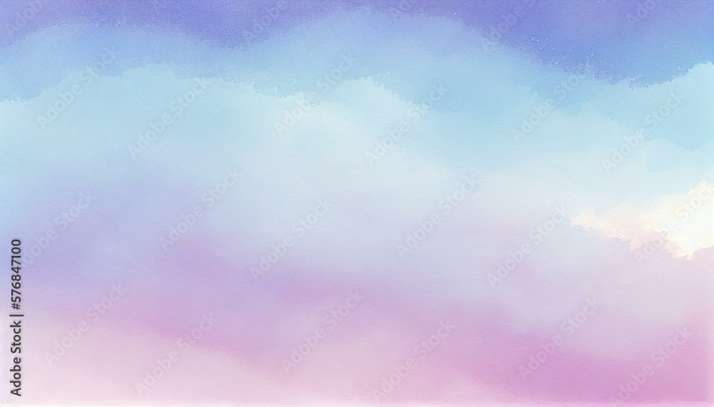 A serene and calming watercolor background with a gradient of blue, purple, and pink evoking a sense of peace and relaxation. generative AI