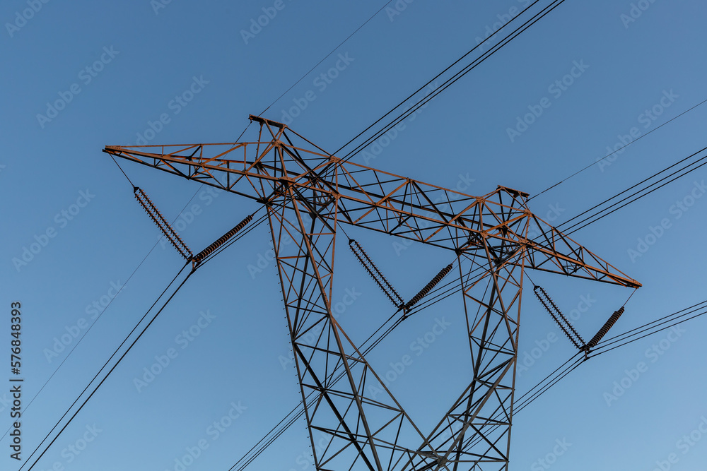 Solomons, Maryland USA High tension power lines stretching across the landcape. Solomons, Maryland USA High tension power lines stretching across the landcape.