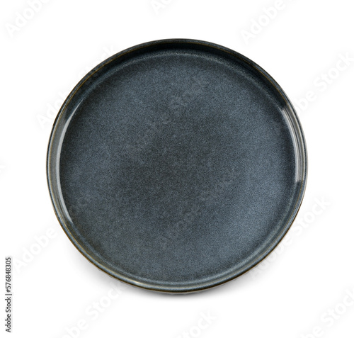 Stylish ceramic plate isolated on white background