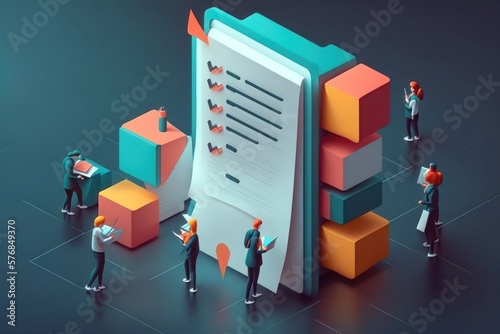 Illustration in 3d style. Character management and delegation of authority. AI generation