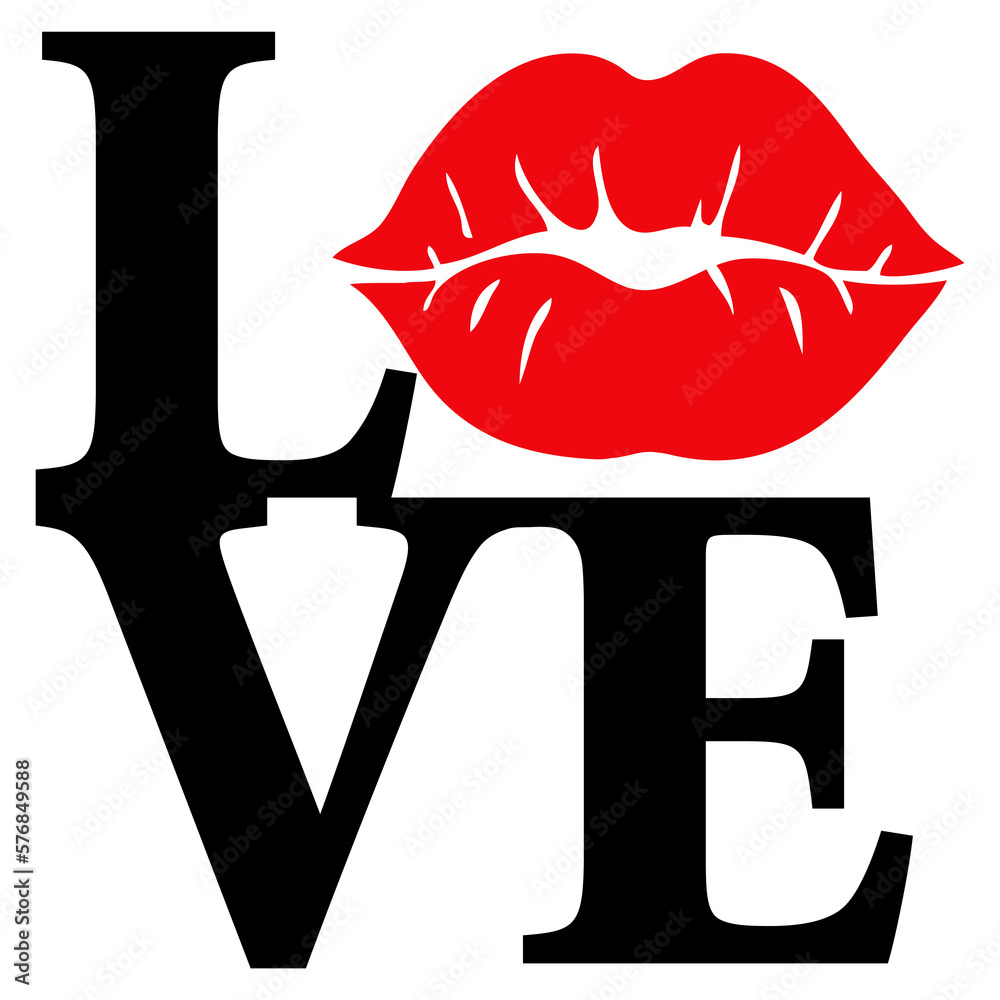 Logo del día de San Valentín. Letras palabra Love en texto con silueta ...