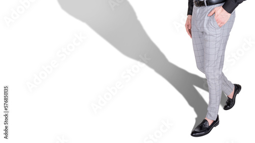 Man's legs in elegant trousers.