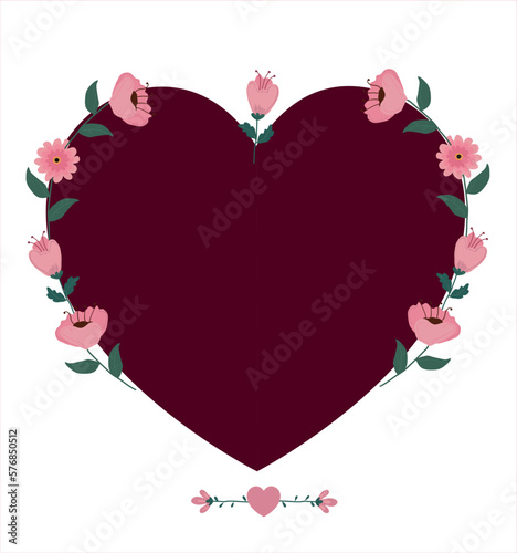 Heart shape vector design. Heart shape big and mini hearts with flowers
