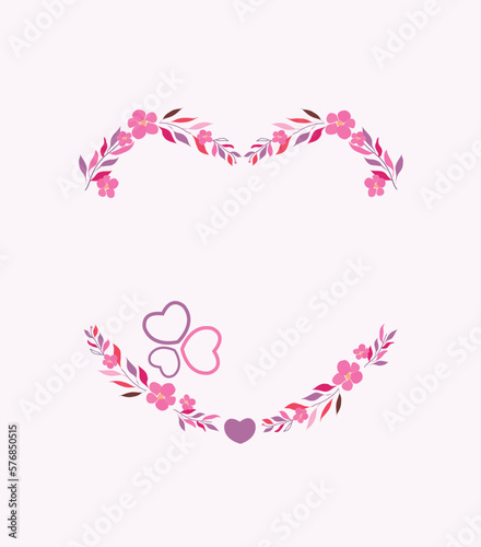 Heart shape vector design. Heart shape big and mini hearts with flowers