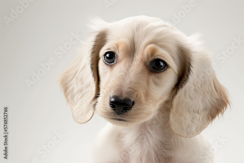 Miniature cream dachshund puppy, generative AI