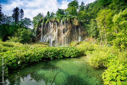 Waterfall at Plitvice lake national park in Croatia