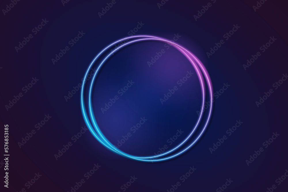 Obraz premium Neon color light circle frame. Retro fluorescent border. Object on gradient background vector.