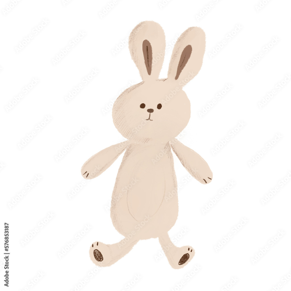 Obraz premium Colour pencil fluffy bunny rabbit hand drawing PNG 300dpi