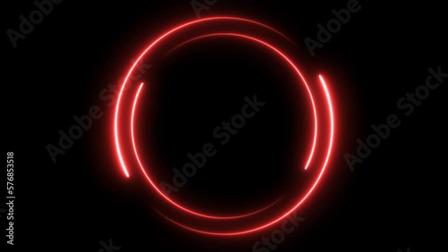 red neon glowing circle frame background. repetitive motion animation. isolated on black. 4K graphic animation video