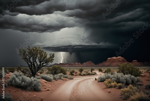 illustration of Desert landscape storm 