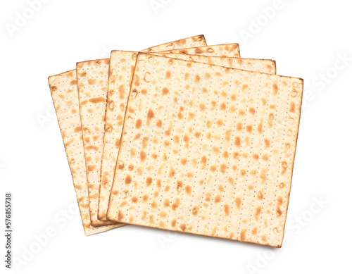 Jewish flatbread matza for Passover isolated on white background