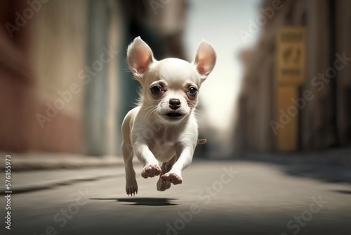 illustration  a small chihuahua running  generative ai