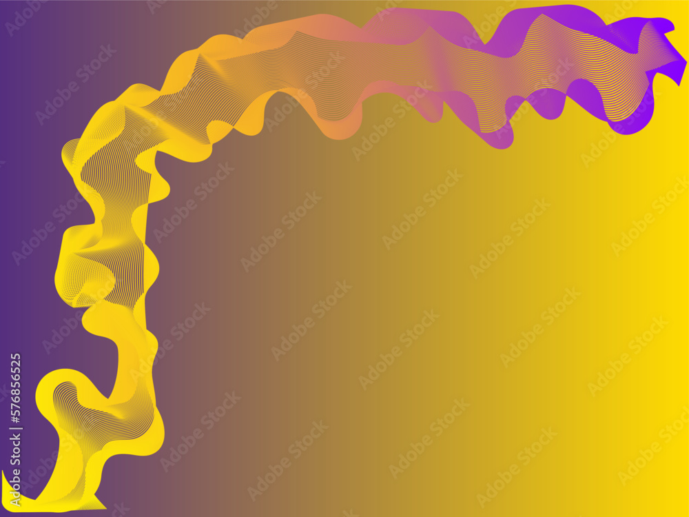 Wavy shape gradient. Purple and yellow color in abstract design with place for text. EPS vector.