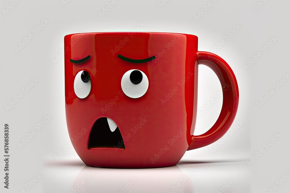 In your face, big red mug. Tea, juice, or soup in a red cup. Clipped out to focus on the red cup, which is otherwise isolated on a white background. Generative AI In your face, big red mug. Tea, juice, or soup in a red cup. Clipped out to focus on the red cup, which is otherwise isolated on a white background. Generative AI