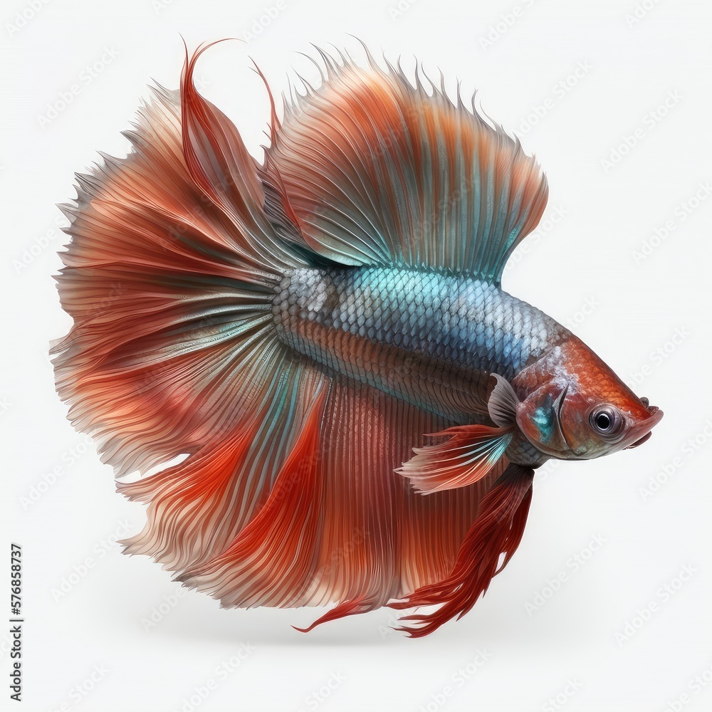 Fototapeta premium Ember Betta Fish Isolated on White Background.