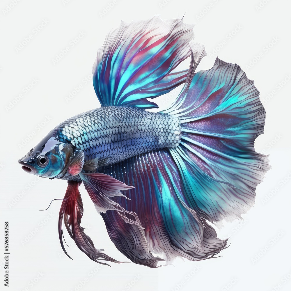 Fototapeta premium Galaxy Betta Fish Isolated on White Background.