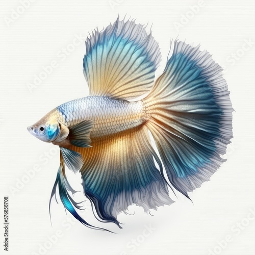 Caspian Betta Fish Isolated on White Background. © Man888
