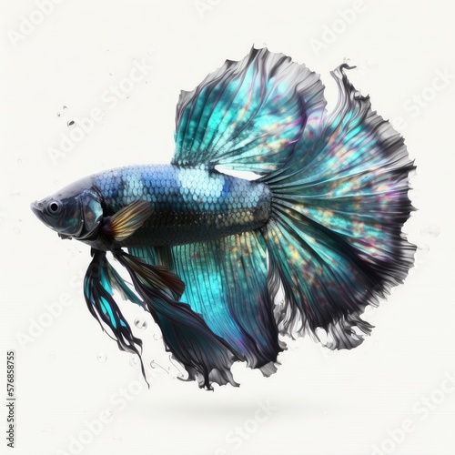 Galaxy Betta Fish Isolated on White Background.