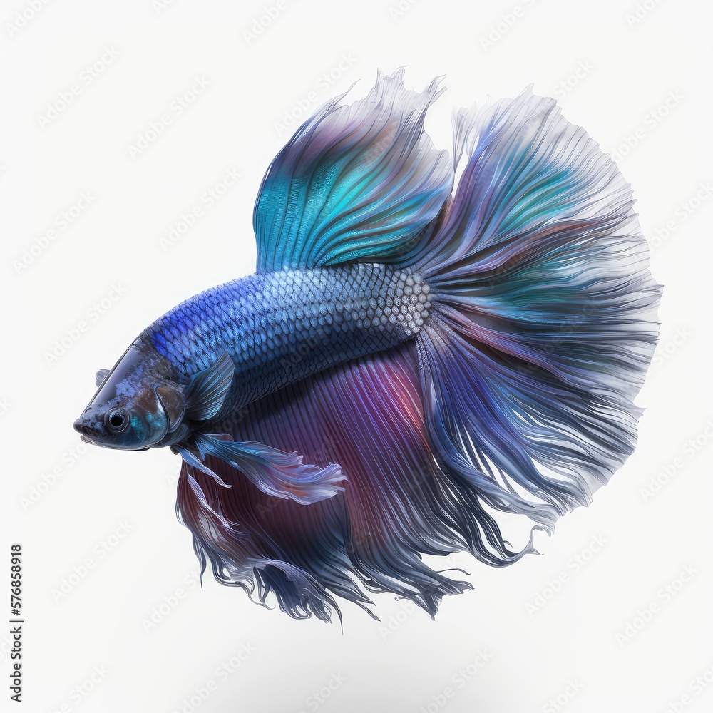 Rainbow Betta Fish. Isolated on White Background. Stock Illustration