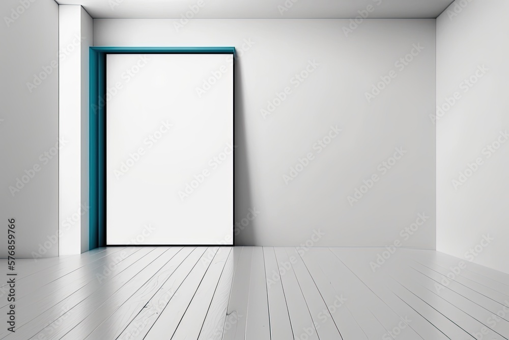 Empty blue modern abstract studio space with hardwood floor, mockup for a presentation template with a product on display. Generative AI Empty blue modern abstract studio space with hardwood floor, mockup for a presentation template with a product on display. Generative AI