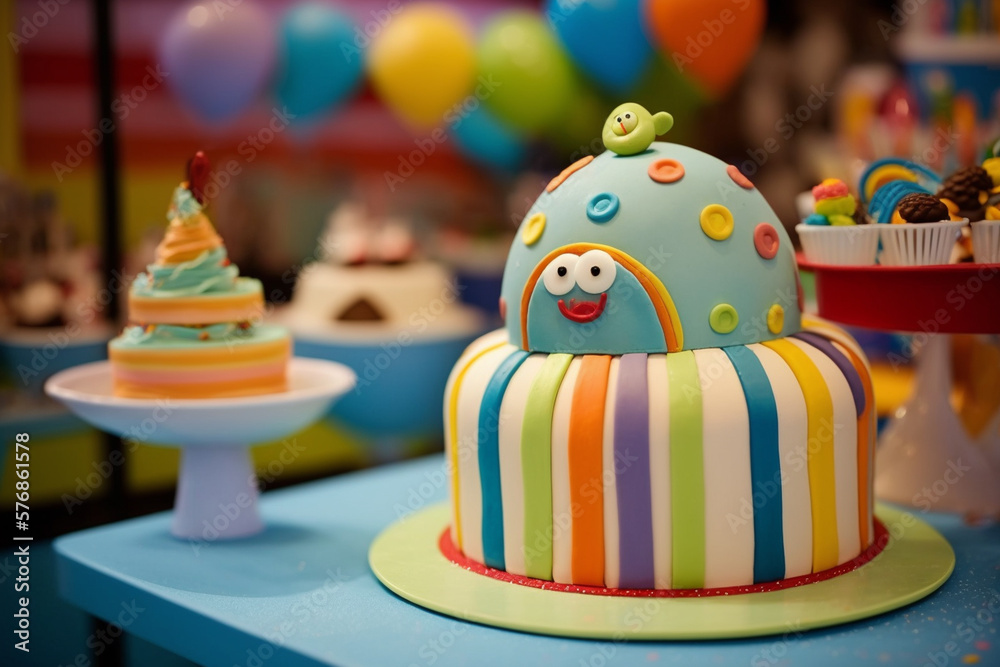 The children's cake with colors, figures and miniatures of characters that are part of the children's world. Flowers, bows and charm for girls. While for the boys, color and action-packed characters.