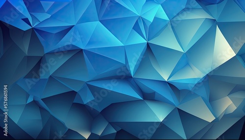 Blue Lowpoly Geomtric Triangle Textured Background | Generative AI photo