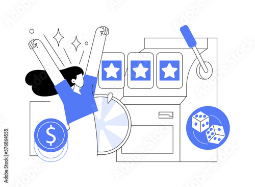 Slot machine abstract concept vector illustration.