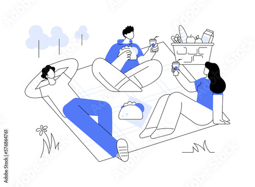 Summer picnic abstract concept vector illustration.
