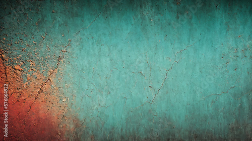 Muro de Hormigón con Superficie Rugosa en Color Turquesa y Coral, IA Generativa